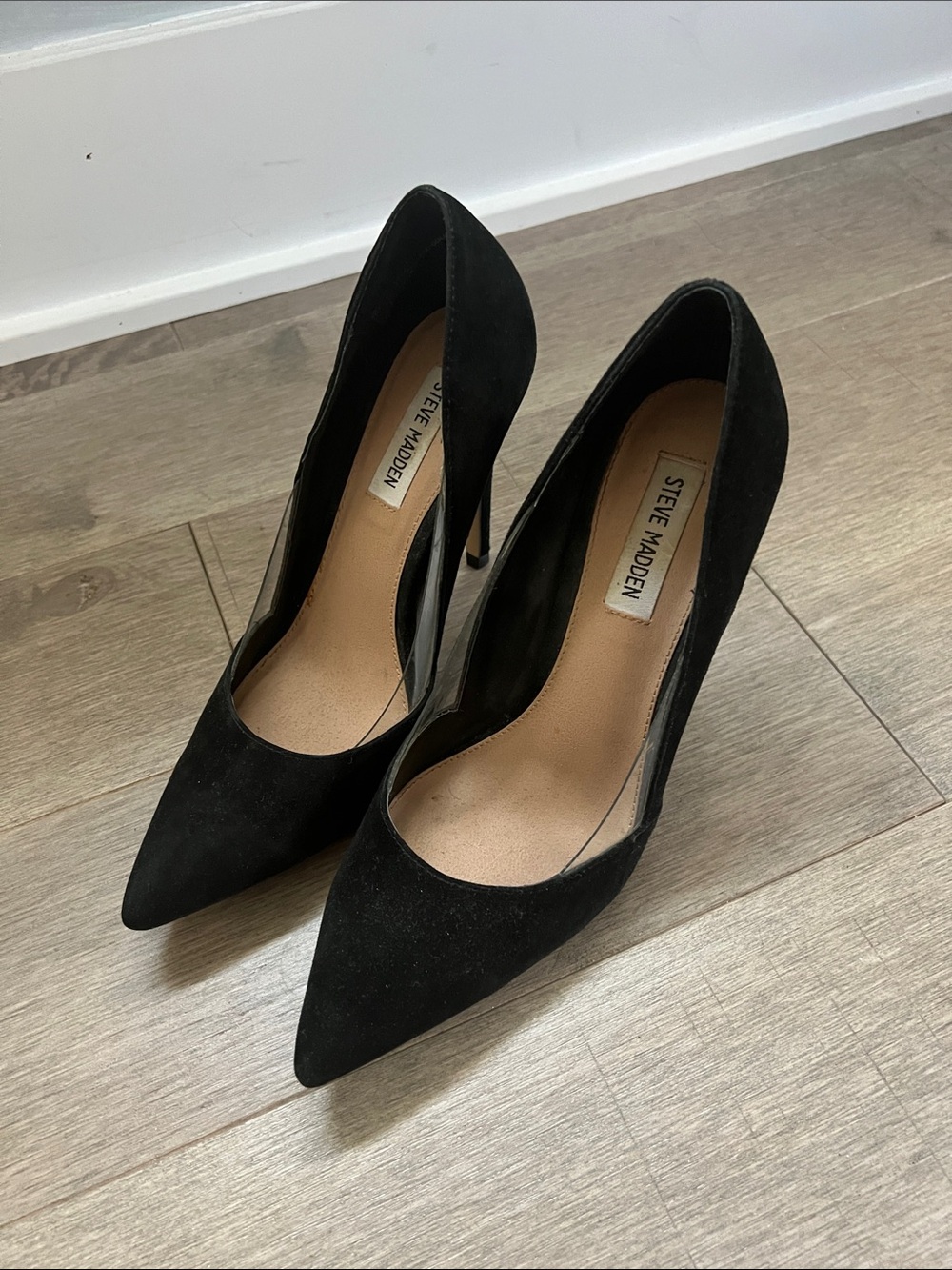 Steve Madden Black Suede Pointed-Toe Stiletto Pumps